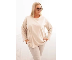 Moteriška Plus Size palaidinė su kišenėle, smėlio spalvos
