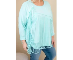 Moteriška Plus Size palaidinė su kutais, mėtų spalvos