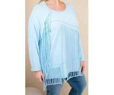 Moteriška Plus Size palaidinė su kutais, mėlynos spalvos