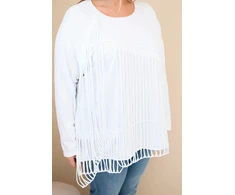 Moteriška Plus Size palaidinė su kutais, balta