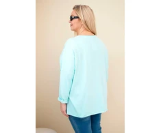 Moteriška Plus Size palaidinė su kutais, mėtų spalvos
