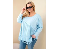 Moteriška Plus Size palaidinė su kutais, mėlynos spalvos