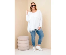 Moteriška Plus Size palaidinė su kutais, balta