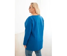 Moteriška Plus Size palaidinė su laiveline iškirpte, mėlynos spalvos