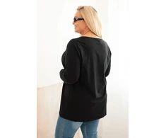 Moteriška Plus Size palaidinė su laivelio formos iškirpte, juodos spalvos