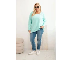 Moteriška Plus Size palaidinė su laivelio formos iškirpte, mėtų spalvos
