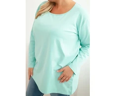Moteriška Plus Size palaidinė su laivelio formos iškirpte, mėtų spalvos