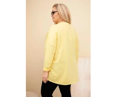 Moteriška Plus Size palaidinė su leopardo rašto detalėmis, geltonos spalvos