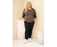 Moteriška Plus Size palaidinė su leopardo raštu, rudos spalvos