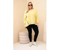 Moteriška Plus Size palaidinė su leopardo rašto detalėmis, geltonos spalvos