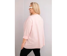 Moteriška Plus Size palaidinė su medvilne ir raukiniu, rausvos spalvos