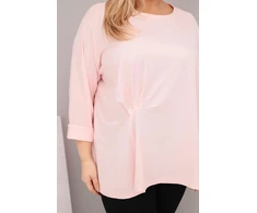 Moteriška Plus Size palaidinė su medvilne ir raukiniu, rausvos spalvos