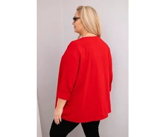 Moteriška Plus Size palaidinė su medvilne ir raukinimu, raudona