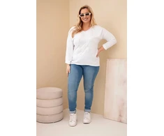 Moteriška Plus Size palaidinė su „Time to Shine“ užrašu, balta