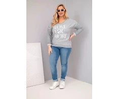 Moteriška Plus Size palaidinė su užrašu Love You More, pilkos spalvos