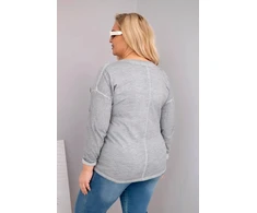 Moteriška Plus Size palaidinė su užrašu Love You More, pilkos spalvos