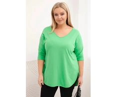Moteriška Plus Size palaidinė su V formos iškirpte, šviesiai žalios spalvos