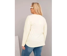 Moteriška Plus Size palaidinė su V formos iškirpte, geltonos spalvos