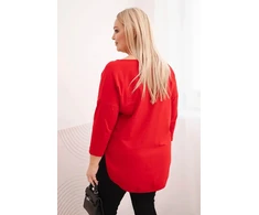 Moteriška Plus Size palaidinė su V formos iškirpte ir rankogaliais, raudonos spalvos