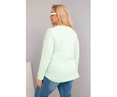 Moteriška Plus Size palaidinė su V formos iškirpte ir ilgesne nugara, mėtų spalvos