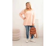 Moteriška Plus Size palaidinė su valtine iškirpte, persikinės spalvos