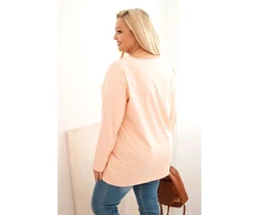 Moteriška Plus Size palaidinė su valtine iškirpte, persikinės spalvos