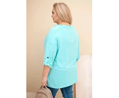 Moteriška Plus Size palaidinė su vandens iškirpte, mėtų spalvos