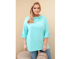 Moteriška Plus Size palaidinė su vandens iškirpte, mėtų spalvos