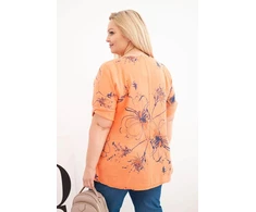 Moteriška Plus Size palaidinė trumpomis rankovėmis su kišene, oranžinė