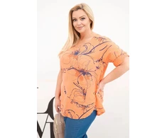 Moteriška Plus Size palaidinė trumpomis rankovėmis su kišene, oranžinė