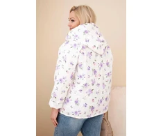 Moteriška Plus Size pavasarinė striukė su gėlių raštu, violetinės spalvos