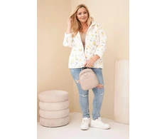 Moteriška Plus Size pavasarinė striukė su gėlių raštu, geltonos spalvos