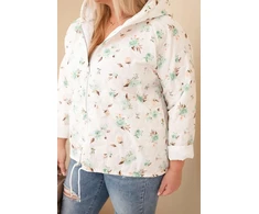 Moteriška Plus Size pavasarinė striukė su gėlių raštu, mėtų spalvos