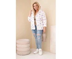 Moteriška Plus Size pavasarinė striukė su gėlių raštu, violetinės spalvos