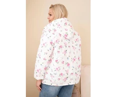 Moteriška Plus Size pavasarinė striukė su gėlių raštu, rožinės spalvos