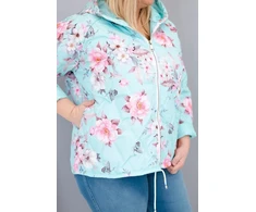 Moteriška Plus Size pikinta striukė su gobtuvu, mėtų spalvos