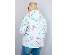 Moteriška Plus Size pikinta striukė su gobtuvu, mėtų spalvos