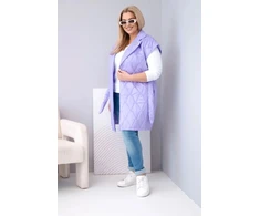 Moteriška Plus Size pikota liemenė su diržu ir apykakle, šviesiai violetinės spalvos