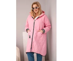 Moteriška Plus Size pikūota striukė su gobtuvu ir sportiniais rankogaliais, rožinės spalvos