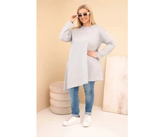Moteriška Plus Size pilka suknelė ilgomis rankovėmis