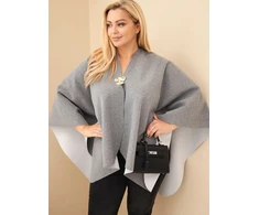 Moteriška Plus Size pončo narzutka su sage, pilkos spalvos