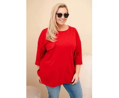 Moteriška Plus Size raudona palaidinė su medvilne ir kišene