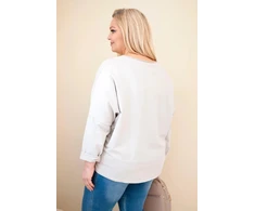 Moteriška Plus Size smėlio spalvos palaidinė V formos iškirpte