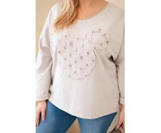 Moteriška Plus Size smėlio spalvos palaidinė V formos iškirpte