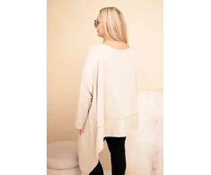 Moteriška Plus Size smėlio spalvos tunika su asimetriniu apačios kraštu