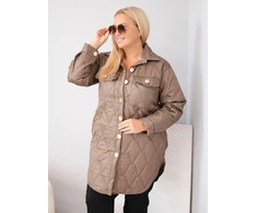 Moteriška Plus Size striukė su geometriniu dygsniavimu ir kišenėmis, smėlio spalvos