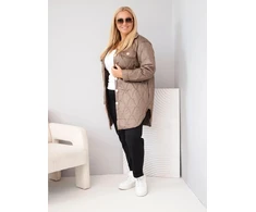 Moteriška Plus Size striukė su geometriniu dygsniavimu ir kišenėmis, smėlio spalvos