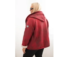 Moteriška Plus Size striukė su gobtuvu, burgundiškos spalvos