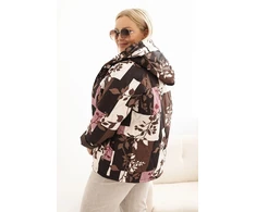 Moteriška Plus Size striukė su gobtuvu, ruda