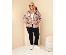 Moteriška Plus Size striukė su gobtuvu ir taškuotu raštu, fango spalvos